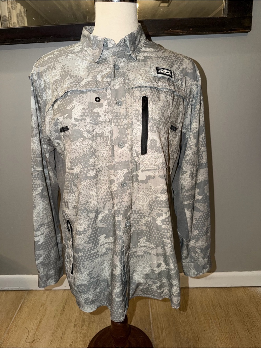 Pelagic Eclipse Men's Light Gray Camo Fishing Shirt
